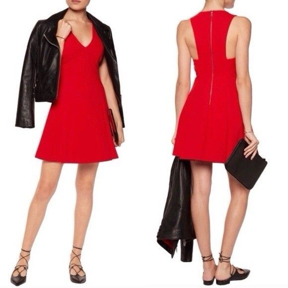 Alice + Olivia Elva Dress Women’s Size 8 Red Mini Exposed Zipper Sleeveless - Picture 1 of 13
